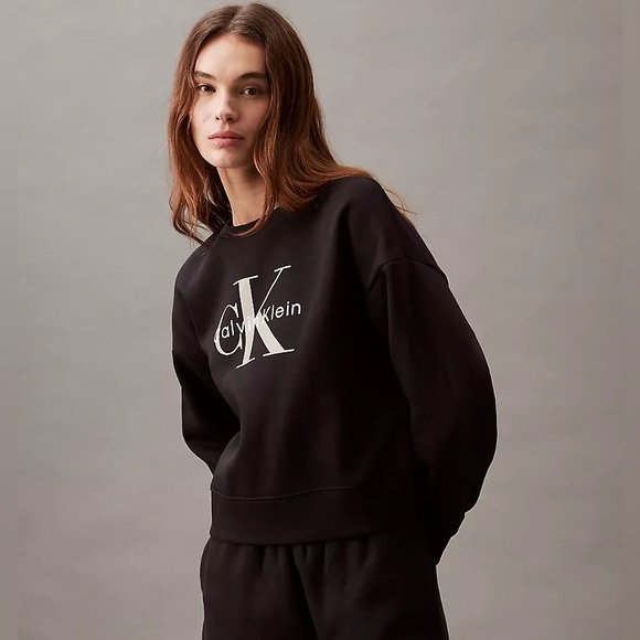 Monologo Calvin Klein Fleece Relaxed Crewneck Sweatshirt - Picture 2 of 12